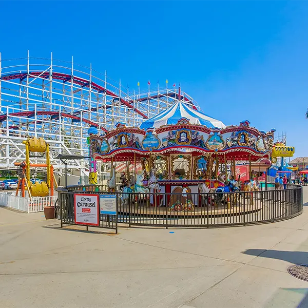 Belmont Park roller coaster and carousel crop